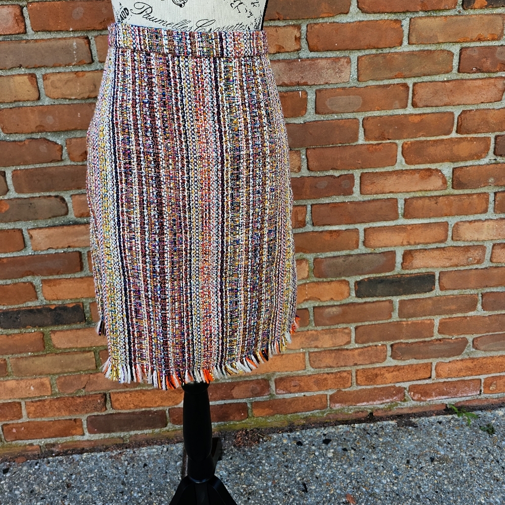 Chelsea & Theodore Tweed Fringe Pencil Skirt – Size 6 - Picture 10 of 15